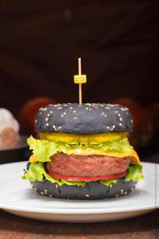 d直播全麦竹炭和牛汉堡内含汉堡胚7和牛肉饼7酱料包7