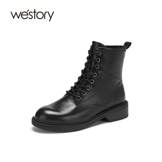 westory商场专柜同款2020冬季新款高绑真皮休闲马丁靴女时尚风S20DS80291 商品图0