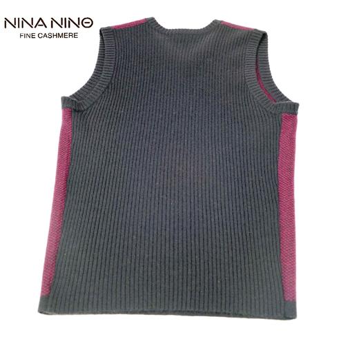 V领提花套背 酒红/灰色 商品图4