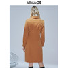 VIMAGE纬漫纪品牌女装新款气质翻领斜襟单排扣修身连衣裙V1407042 商品缩略图3