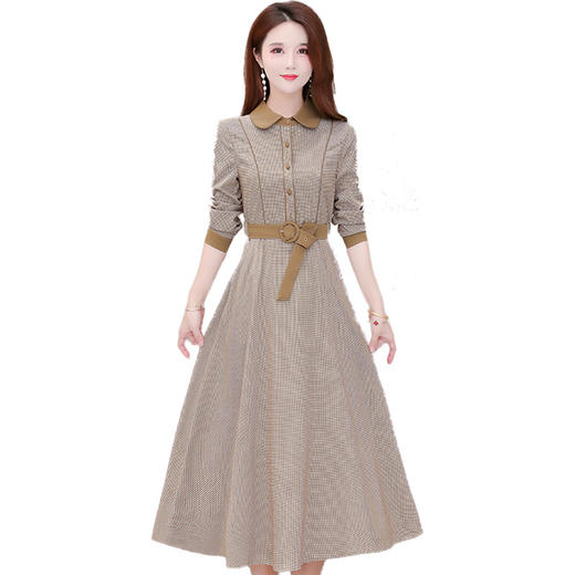 YX-YJ-ZN15时尚显瘦格纹连衣裙女2020年秋季新款气质高端轻熟风洋气A字裙 商品图4
