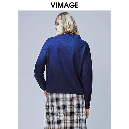 VIMAGE纬漫纪冬款设计感个性褶皱半高领保暖羊毛呢上衣女V1413024 商品图3