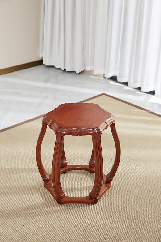 红桥红  家具严选  缅甸花梨（大果紫檀）  【木面/石面  海棠桌 七件套】 商品图3