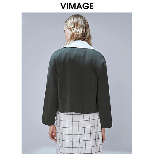 VIMAGE纬漫纪秋季新款经典翻领显瘦双排扣风衣短外套女上衣V1403002 商品图3