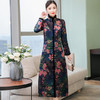 YJM新款优雅气质修身立领长袖加厚中长款印花夹棉旗袍裙 商品缩略图3