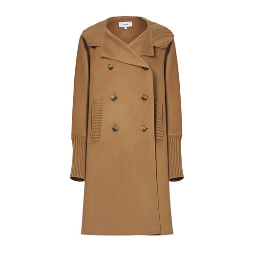 VIMAGE纬漫纪冬款时尚休闲拼接翻领宽松长款羊毛呢大衣女V1414003 商品图4