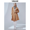 VIMAGE纬漫纪冬款时尚休闲拼接翻领宽松长款羊毛呢大衣女V1414003 商品缩略图0