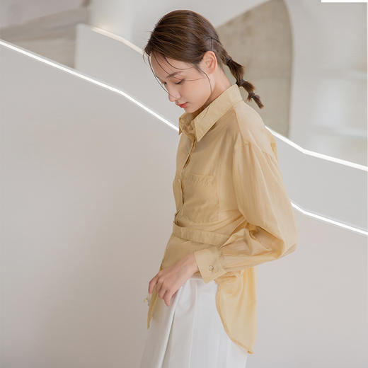 NUTS春秋纯色时尚收腰设计感气质衬衫女131013042 商品图2