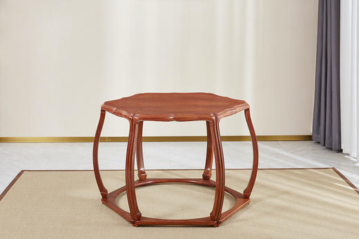 红桥红  家具严选  缅甸花梨（大果紫檀）  【木面/石面  海棠桌 七件套】 商品图2