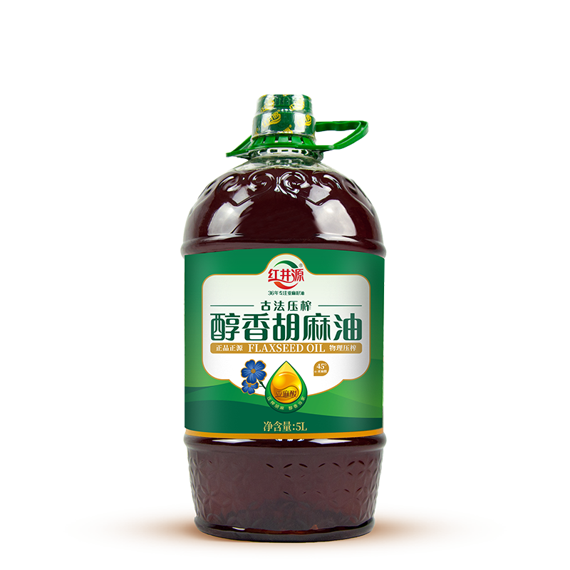 红井源  醇香 胡麻油5L 古法压榨 孕妇 月子 亚麻籽油 家庭装