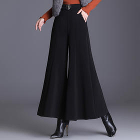 QZF-JYS1107秋冬新品时尚阔腿裤女高腰显瘦大裤脚甩裤显瘦九分百搭裤裙
