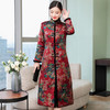 YJM新款优雅气质修身立领长袖加厚中长款印花夹棉旗袍裙 商品缩略图1