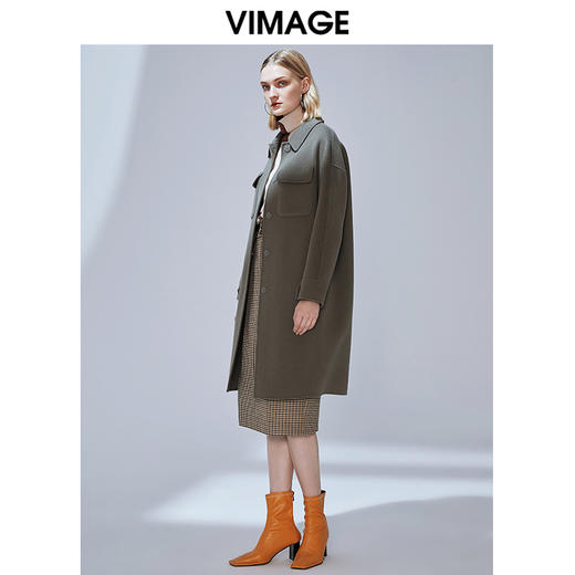 VIMAGE纬漫纪冬款洋气复古廓形直筒显瘦羊毛呢大衣女外套V1414013 商品图2