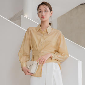 NUTS春秋纯色时尚收腰设计感气质衬衫女131013042