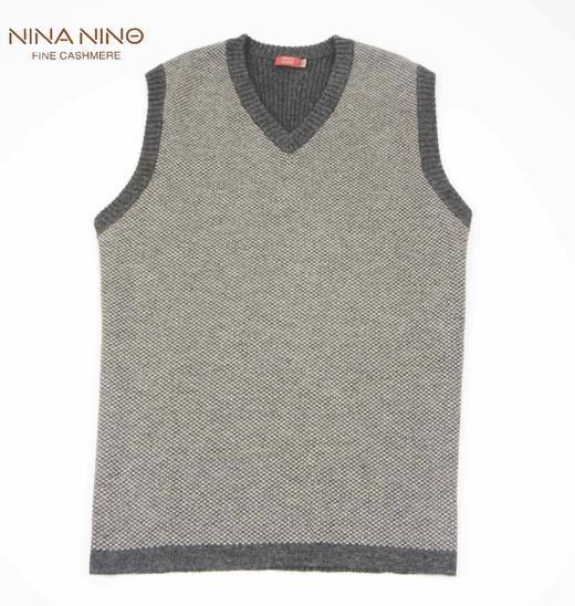 V领提花套背 酒红/灰色 商品图1