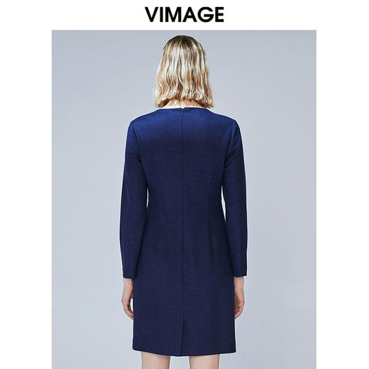 VIMAGE纬漫纪冬款洋气显瘦舒适保暖纯羊毛收腰长袖连衣裙V1407046 商品图3