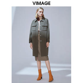 VIMAGE纬漫纪冬款洋气复古廓形直筒显瘦羊毛呢大衣女外套V1414013
