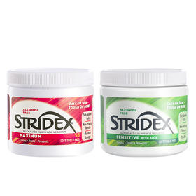【门店直发】痘痘肌必备】美国Stridex施颜适0.5%水杨酸棉片绿色款 芦荟控油去粉刺黑头毛孔祛痘舒缓收缩毛孔 55片/罐