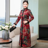 YJM新款优雅气质修身立领长袖加厚中长款印花夹棉旗袍裙 商品缩略图2