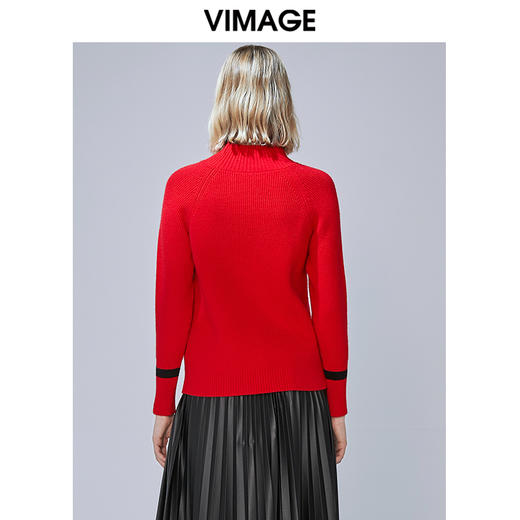 VIMAGE纬漫纪秋冬季新款半高领修身显瘦打底针织衫打底衫毛衣V1401011 商品图3