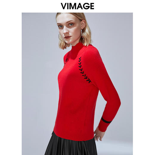 VIMAGE纬漫纪秋冬季新款半高领修身显瘦打底针织衫打底衫毛衣V1401011 商品图1