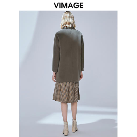 VIMAGE纬漫纪冬款时尚双排扣直筒显瘦羊毛呢大衣女外套V1414012 商品图3