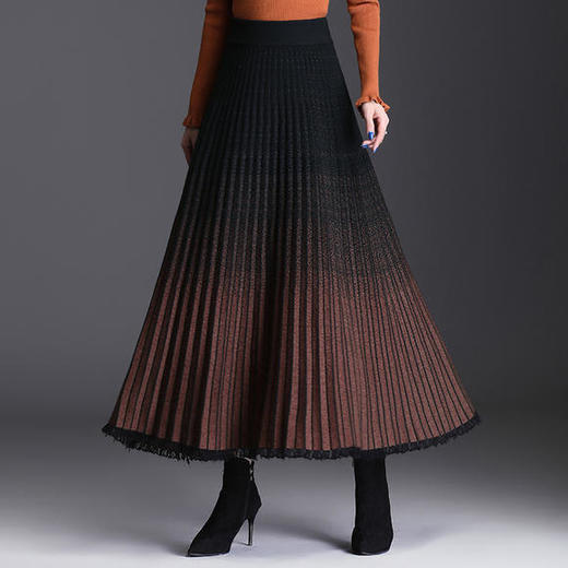 AL2296气质羊毛混纺渐变色A字半身裙 商品图2