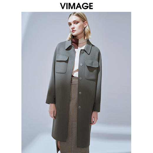 VIMAGE纬漫纪冬款洋气复古廓形直筒显瘦羊毛呢大衣女外套V1414013 商品图1