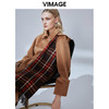 VIMAGE纬漫纪冬款英伦翻领格纹拼接连帽收腰羊毛呢大衣女V1414001 商品缩略图2