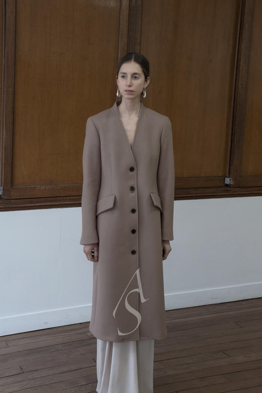 Mark Kenly Domino Tan 淡褐色CELIA单排扣口袋长外套 商品图0