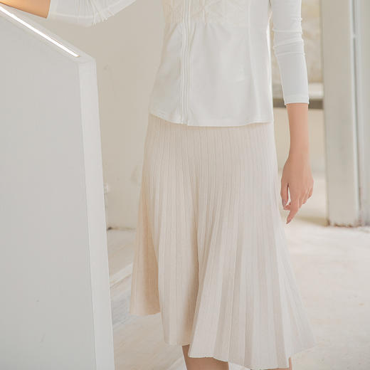 NUTS春季新品时尚纯色百搭气质百褶半身裙女141064142 商品图4