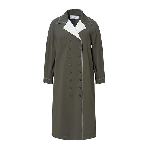 VIMAGE纬漫纪品牌女装秋款经典翻领双排扣宽松风衣外套V1404001 商品图4