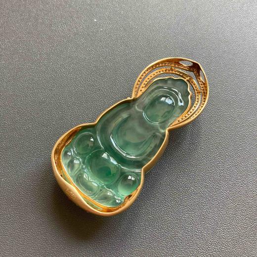 高冰种晴水翡翠大观音18k黄金彩宝镶嵌