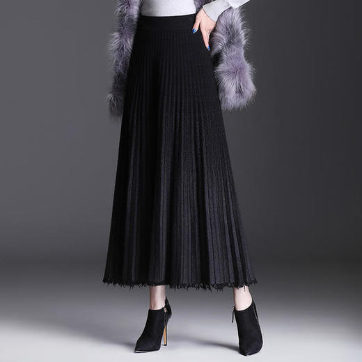 AL2296气质羊毛混纺渐变色A字半身裙 商品图3