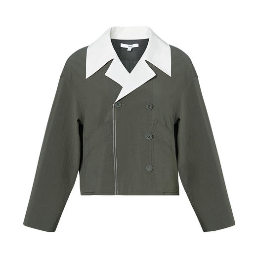 VIMAGE纬漫纪秋季新款经典翻领显瘦双排扣风衣短外套女上衣V1403002 商品图4