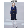 售罄下架-VIMAGE纬漫纪冬款气质V领显瘦收腰包臀鱼尾羊毛呢连衣裙V1407047 商品缩略图0