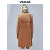 VIMAGE纬漫纪冬款时尚休闲拼接翻领宽松长款羊毛呢大衣女V1414003 商品缩略图3