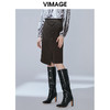 VIMAGE纬漫纪冬款简约显瘦纽扣装饰不对称包臀半身裙女裙V1406033 商品缩略图2