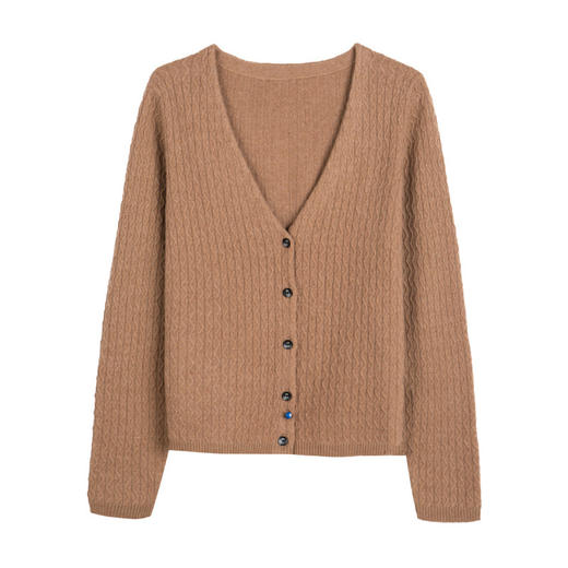 TZR-AL-217羊毛衫女短款毛衣百搭针织衫开衫女长袖宽松外套v领上衣 商品图4