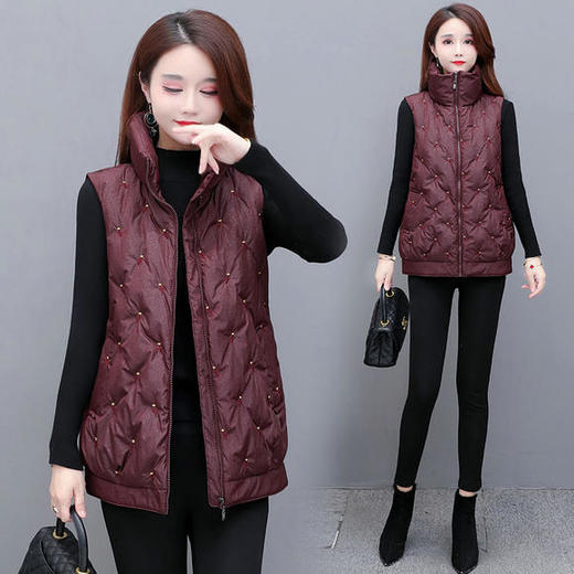 YWE-JL20B18羽绒棉时尚加厚保暖绣花马甲棉服 商品图3