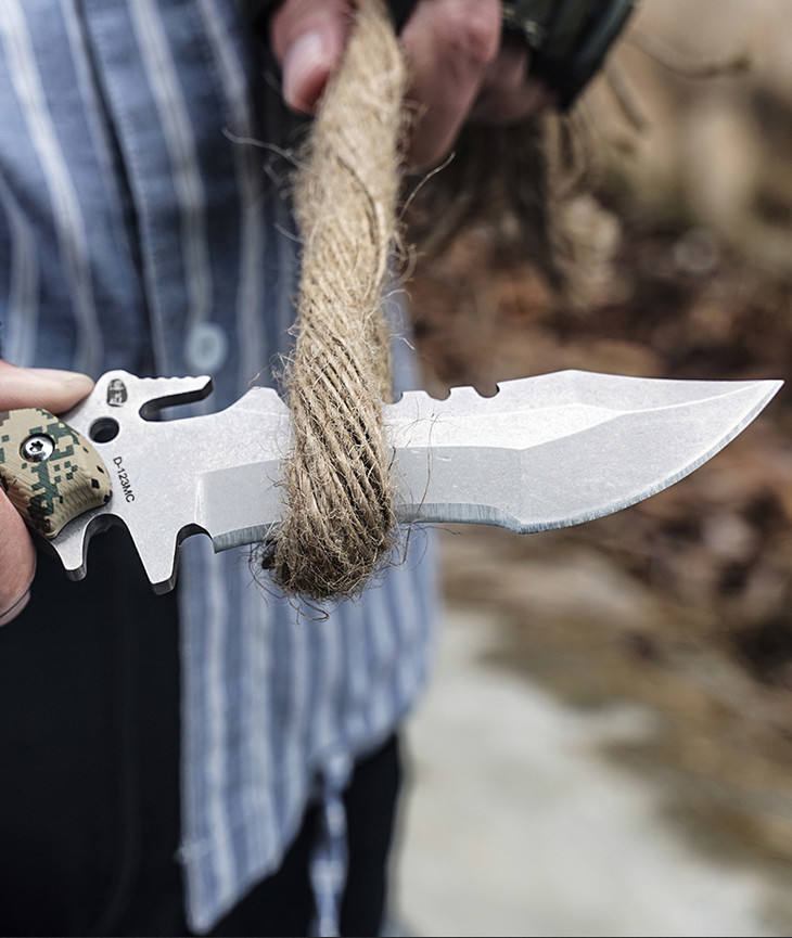 汉道三叉戟迷彩版户外刀具防身军工刀生存刀野外求生军刀战术直刀