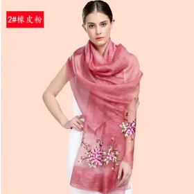 TJ-刺绣真丝加长款丝巾