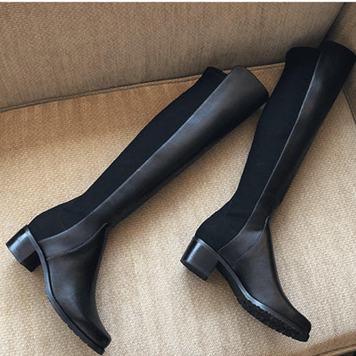 过膝长靴女瘦瘦弹力靴中跟长筒高筒靴sw靴子2020冬季新款
