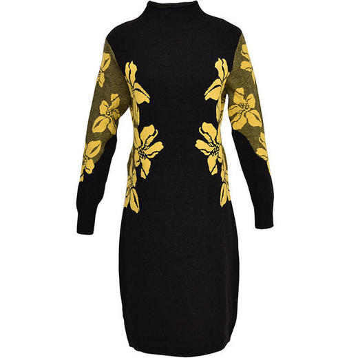 XFFS9099新款时尚气质宽松百搭半高领长袖中长款针织连衣裙 商品图4