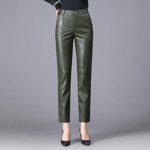 SDN-E62305高腰显瘦烟管裤2020秋冬新款外穿绵羊皮小脚九分裤 商品图2