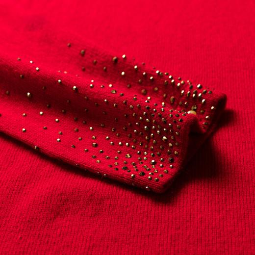 WW-S2628羊毛半高领羊绒纯色镶钻套头连衣裙 商品图2