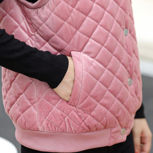 LH-5852秋冬短款无袖小棉袄坎肩四五十岁中年妈妈棉马甲 商品图4