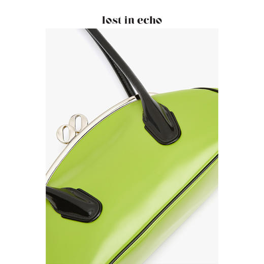 lost in echo 原创设计师品牌 保龄球口金手提包黑配绿色 商品图3