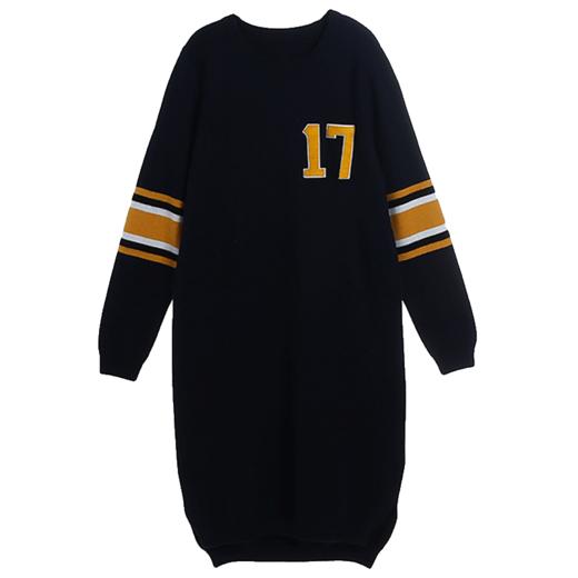 NEELLY纳俪秋冬季新款女装中长款宽松显瘦针织衫连衣裙女毛衣 商品图4