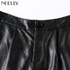 NEELLY/纳俪女街头黑色朋克休闲PU自然腰皮裤子七分裤N096808070 商品缩略图3